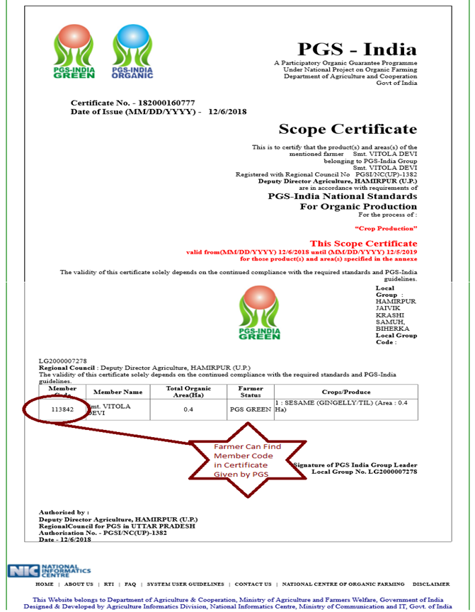 Farmer Certificate